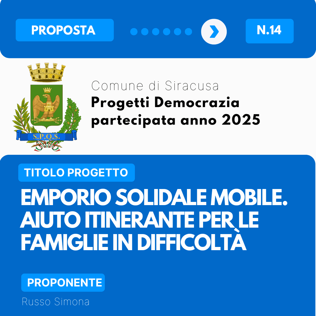 Emporio solidale mobile. Aiuto itinerante per le famiglie in difficoltà - Russo Simona