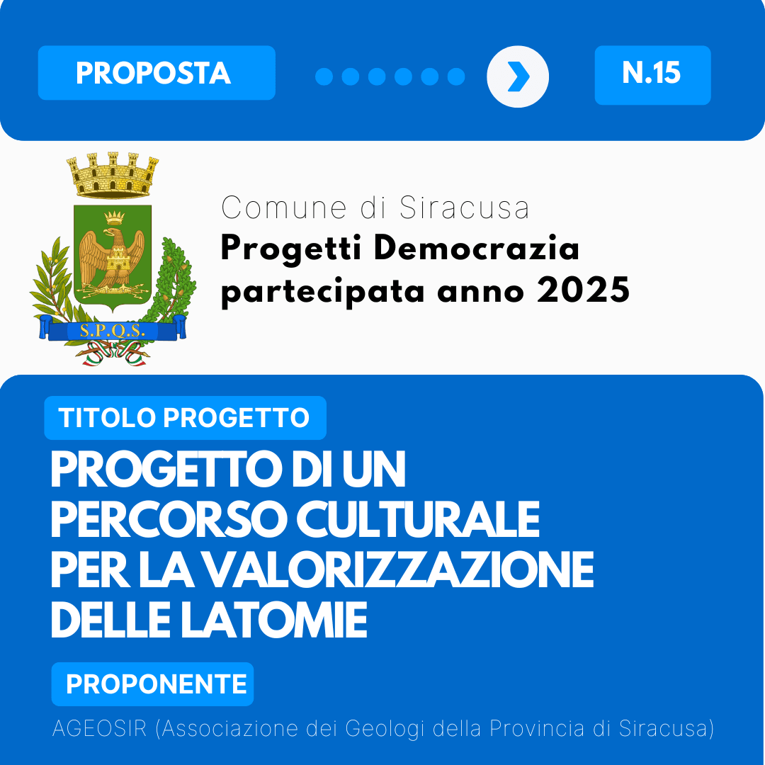 Progetto di un percorso culturale per la valorizzazione delle latomie - AGEOSIR (Associazione dei Geologi della Provincia di Siracusa)