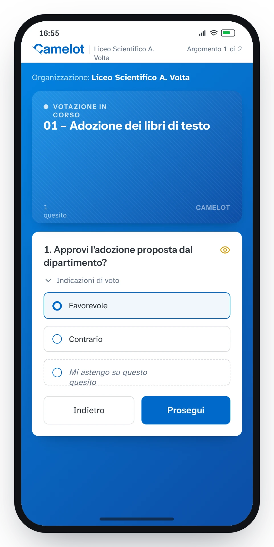 Scheda di voto sull’argomento su smartphone
